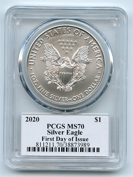 2020 $1 American Silver Eagle 1oz PCGS MS70 FDOI Thomas Cleveland Arrows
