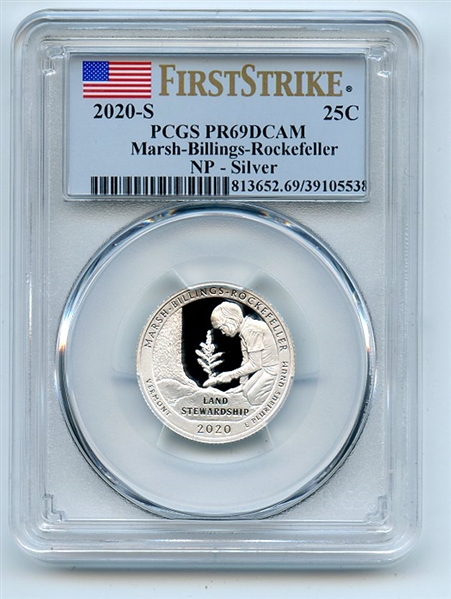 2020 S 25C Silver Marsh Billings Rockefeller Quarter PCGS PR69DCAM First Strike