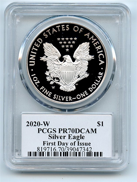 2020 W $1 Proof Silver Eagle PCGS PR70DCAM First Day Issue FDOI Cleveland Arrows