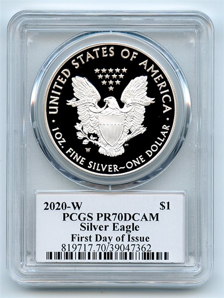 2020 W $1 Proof Silver Eagle PCGS PR70DCAM First Day Issue FDOI Cleveland Eagle