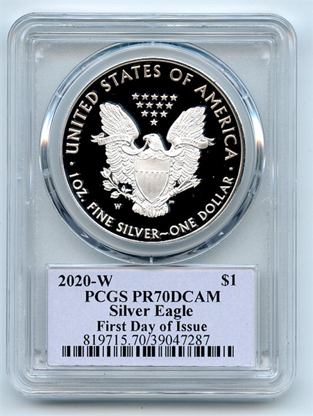 2020 W $1 Proof Silver Eagle PCGS PR70DCAM First Day Issue FDOI Cleveland Native