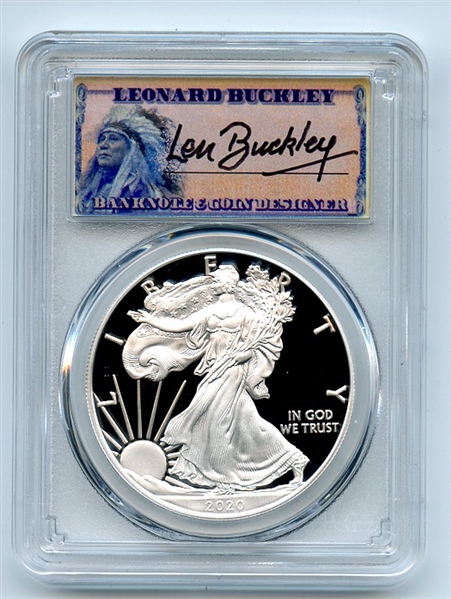 2020 W $1 Proof Silver Eagle PCGS PR70DCAM First Strike Leonard Buckley