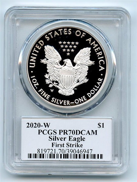 2020 W $1 Proof Silver Eagle PCGS PR70DCAM First Strike Leonard Buckley