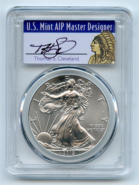 2012 $1 American Silver Eagle Dollar 1oz PCGS MS70 Thomas Cleveland Native