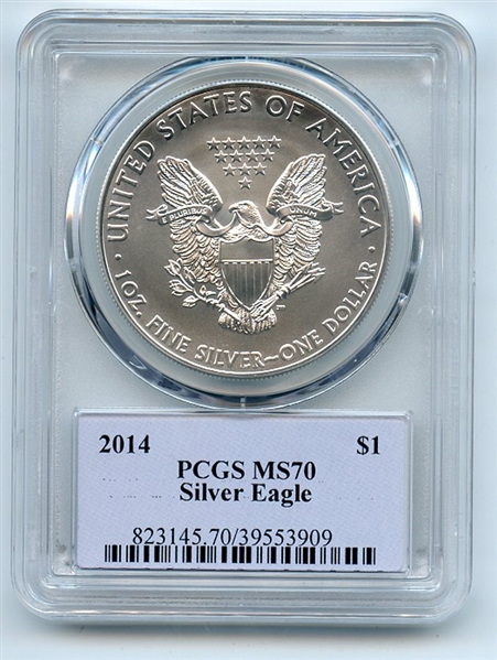 2014 $1 American Silver Eagle Dollar 1oz PCGS MS70 Thomas Cleveland Native