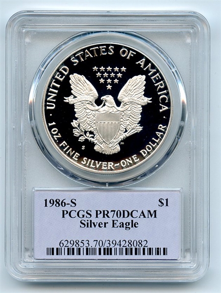 1986 S $1 Proof American Silver Eagle 1oz PCGS PR70DCAM Thomas Cleveland Native