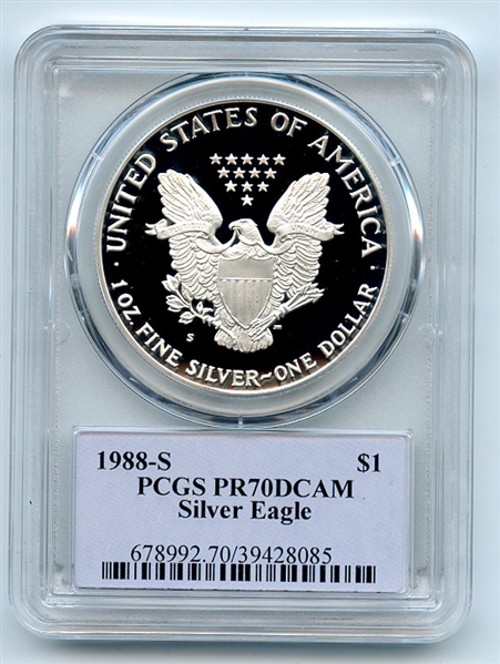 1988 S $1 Proof American Silver Eagle 1oz PCGS PR70DCAM Thomas Cleveland Native