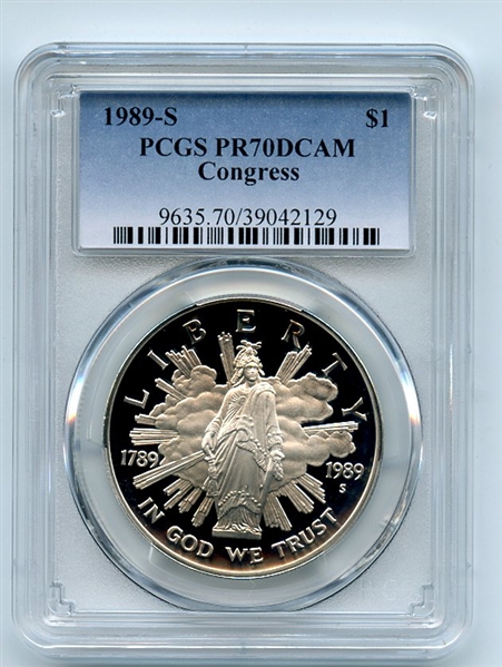 1989 S $1 Congressional Silver Commemorative Dollar PCGS PR70DCAM