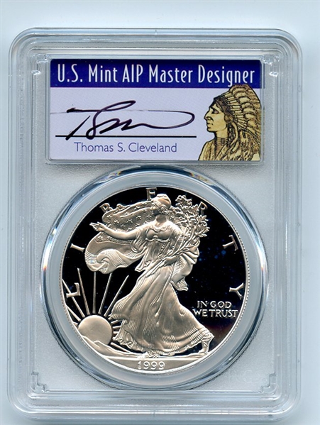 1999 P $1 Proof American Silver Eagle 1oz PCGS PR70DCAM Thomas Cleveland Native