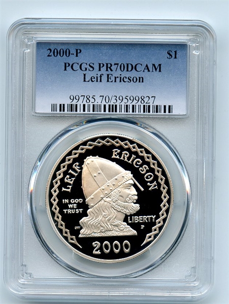 2000 P $1 Leif Ericson Silver Commemorative Dollar PCGS PR70DCAM