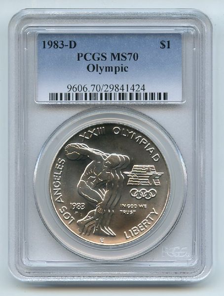 1983 D $1 Olympic Silver Commemorative Dollar PCGS MS70