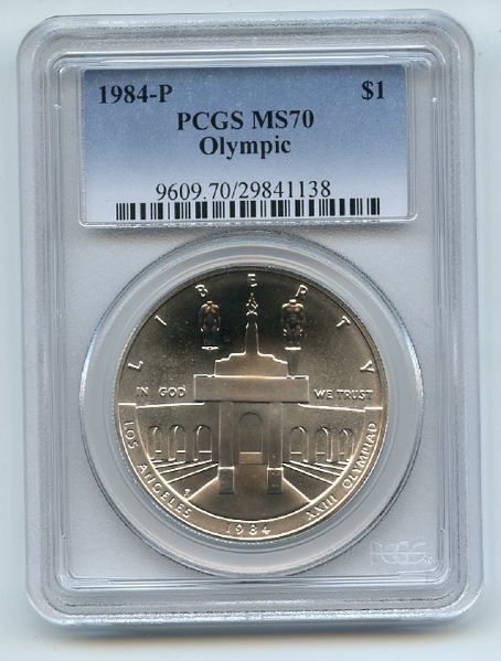 1984 P $1 Olympic Silver Commemorative Dollar PCGS MS70