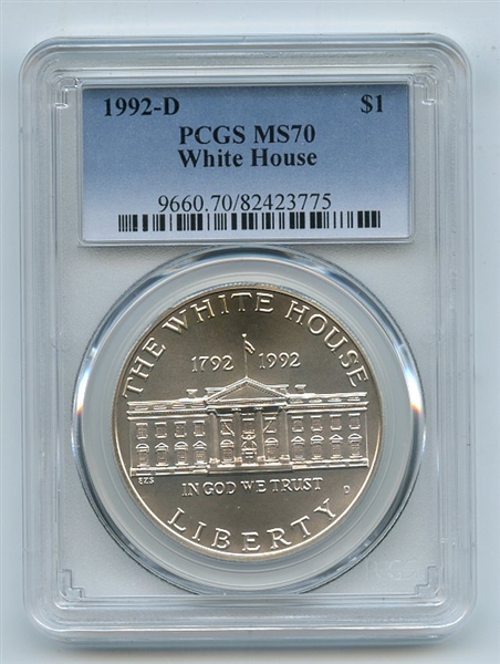 1992 D $1 White House Silver Commemorative Dollar PCGS MS70