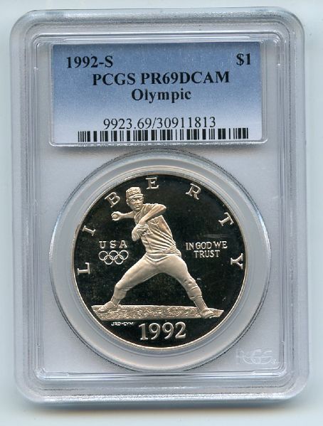1992 S $1 Olympic Silver Commemorative Dollar PCGS PR69DCAM
