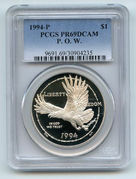 1994 P $1 Prisioner of War POW Silver Commemorative Dollar PCGS PR69DCAM