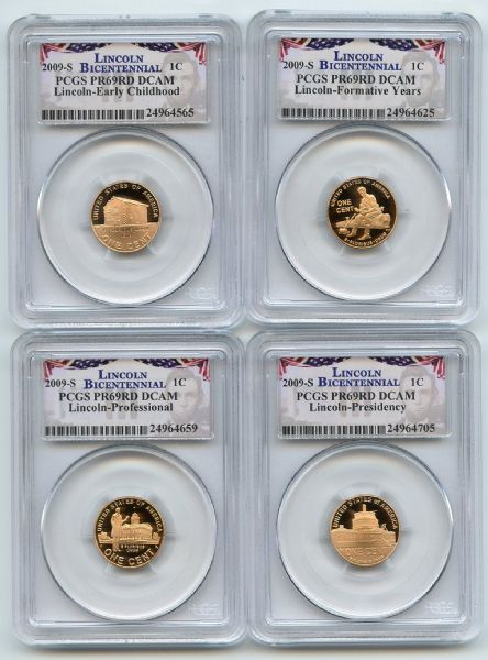 2009 S Lincoln 4 Coin Cent Set PCGS PR69DCAM