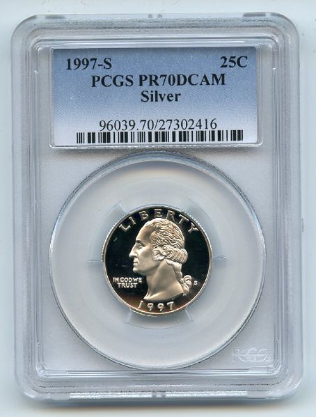 1997 S 25C Silver Washington Quarter Proof PCGS PR70DCAM