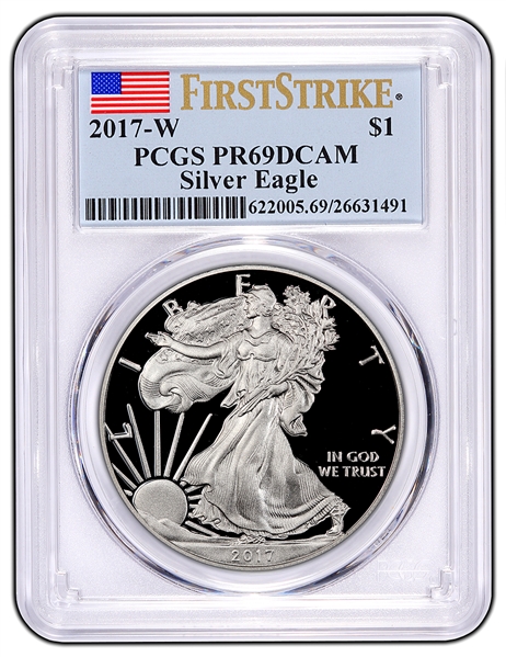 2017 W $1 Proof American Silver Eagle 1oz PCGS PR69DCAM First Strike