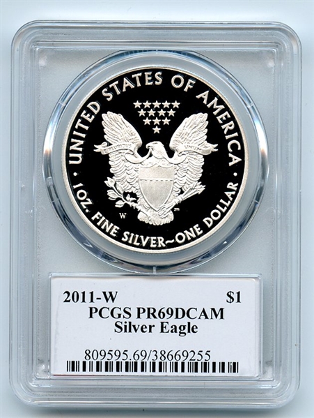 2011 W $1 Proof American Silver Eagle 1oz PCGS PR69DCAM Thomas Cleveland Eagle