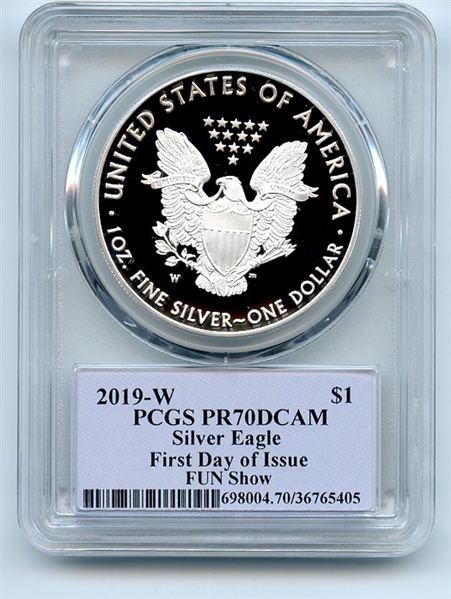 2019 W $1 US Silver Eagle FUN Show PCGS PR70DCAM FDOI Thomas Cleveland Native