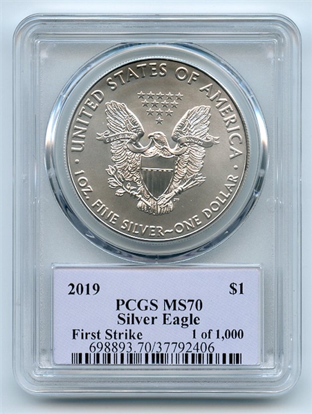 2019 $1 American Silver Eagle 1oz PCGS MS70 FS 1 of 1000 Thomas Cleveland Native