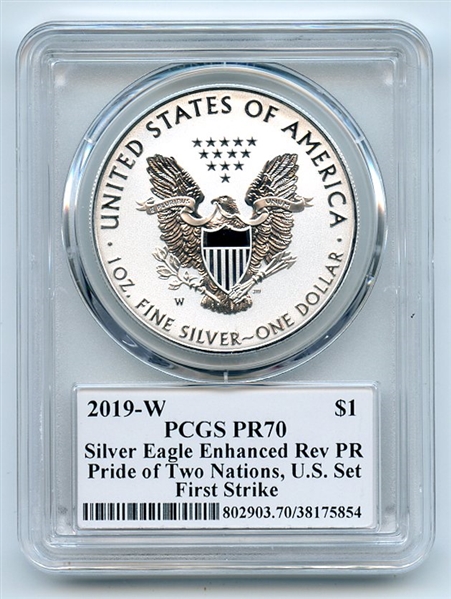 2019 W $1 Reverse Proof Silver Eagle Pride PCGS PR70 FS Thomas Cleveland Eagle