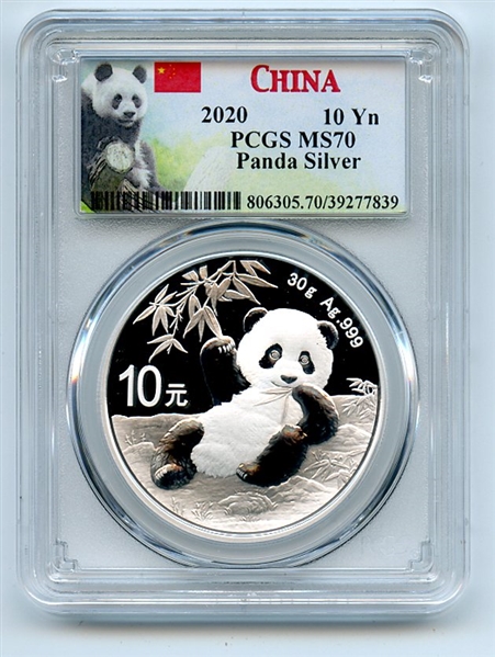 2020 10Yn 30Gram Silver Panda PCGS MS70
