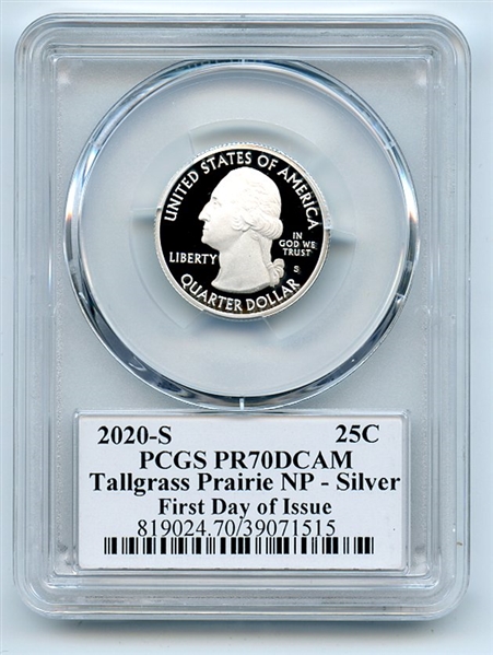 2020 S 25C Silver Tallgrass Quarter PCGS PR70DCAM FDOI Thomas Cleveland Arrows