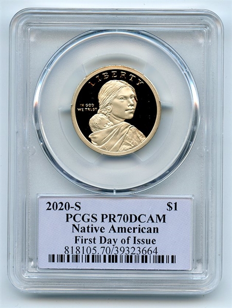 2020 S $1 Sacagawea Dollar PCGS PR70DCAM FDOI Thomas Cleveland Native