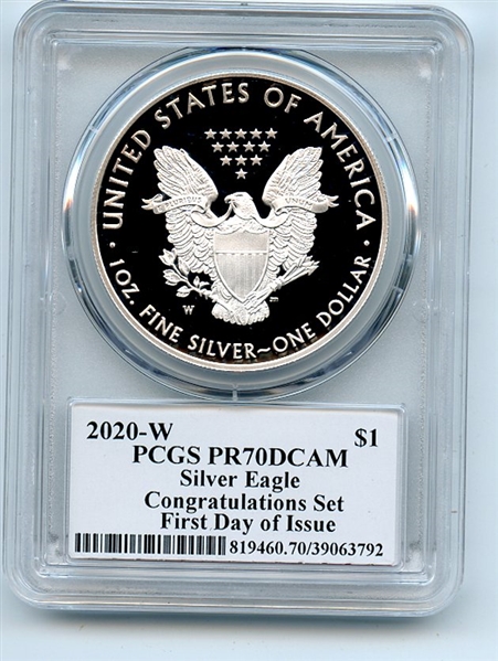 2020 W $1 Proof Silver Eagle Congratulations PCGS PR70DCAM FDOI Cleveland Arrows