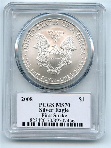 2008 $1 American Silver Eagle Dollar 1oz PCGS MS70 Thomas Cleveland Arrows FS