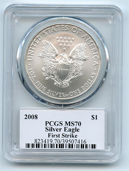 2008 $1 American Silver Eagle Dollar 1oz PCGS MS70 Thomas Cleveland Eagle FS