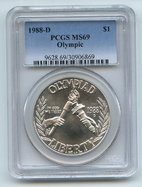 1988 D $1 Olympic Silver Commemorative Dollar PCGS MS69