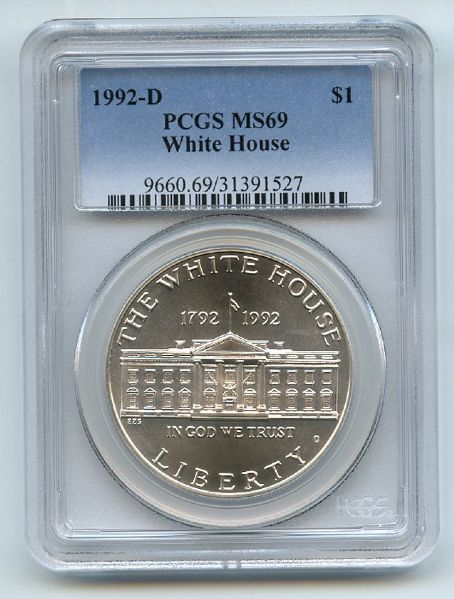 1992 D $1 White House Silver Commemorative Dollar PCGS MS69