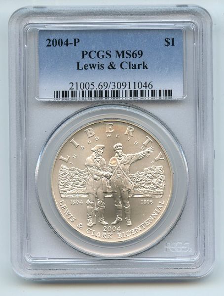 2004 P $1 Lewis & Clark Silver Commemorative Dollar PCGS MS69