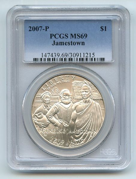2007 P $1 Jamestown Silver Commemorative Dollar PCGS MS69