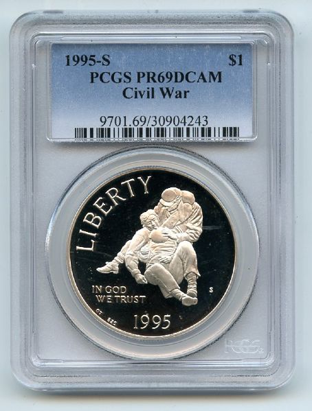1995 S $1 Civil War Silver Commemorative Dollar PCGS PR69DCAM
