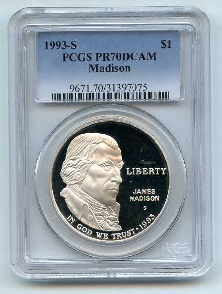 1993 S $1 Bill of Rights Silver Commemorative Dollar PCGS PR70DCAM