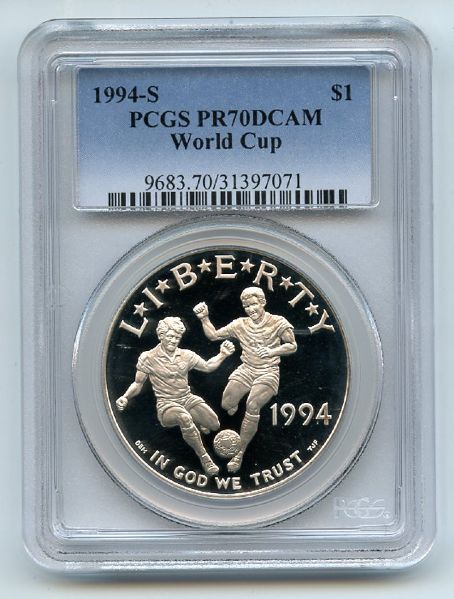 1994 S $1 World Cup Silver Commemorative Dollar PCGS PR70DCAM