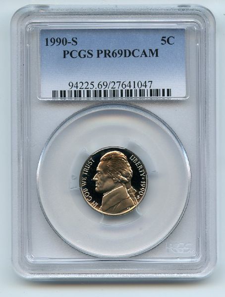 1990 S 5C Jefferson Nickel Proof PCGS PR69DCAM