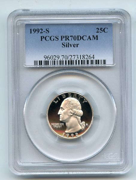 1992 S 25C Silver Washington Quarter Proof PCGS PR70DCAM