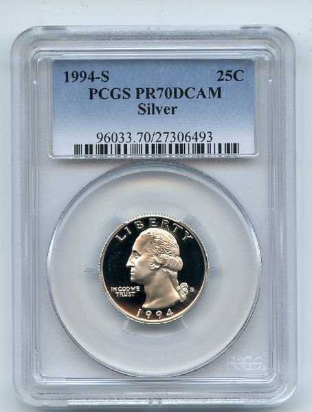 1994 S 25C Silver Washington Quarter Proof PCGS PR70DCAM