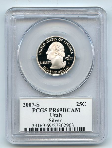 2007 S 25C Silver Utah Quarter PCGS PR69DCAM