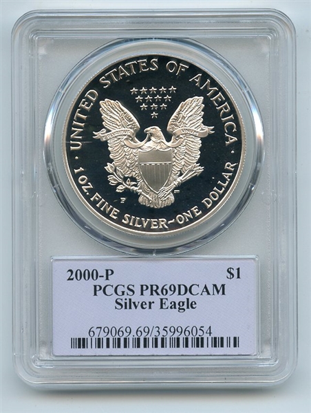 2000 P $1 Proof American Silver Eagle 1oz PCGS PR69DCAM Thomas Cleveland Native