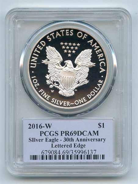 2016 W $1 Proof American Silver Eagle 1oz PCGS PR69DCAM Thomas Cleveland Native