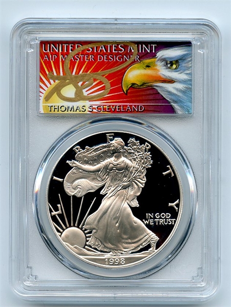 1998 P $1 Proof American Silver Eagle 1oz PCGS PR69DCAM Thomas Cleveland Eagle