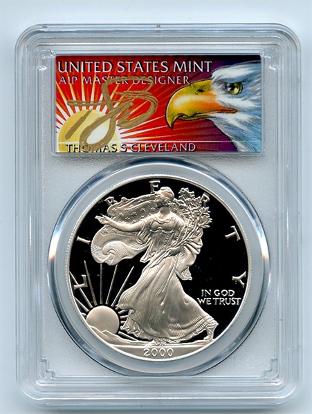 2000 P $1 Proof American Silver Eagle 1oz PCGS PR69DCAM Thomas Cleveland Eagle