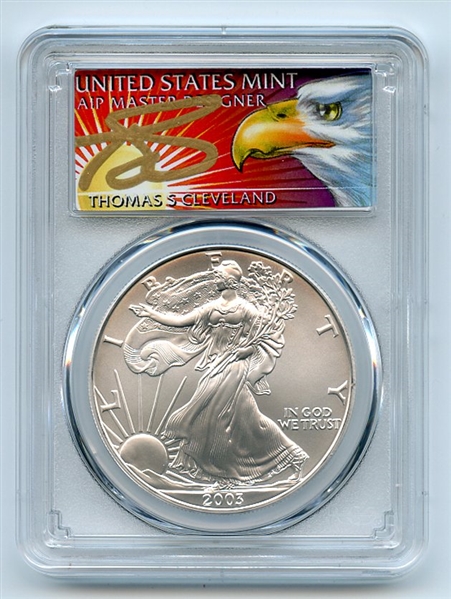2003 $1 American Silver Eagle Dollar PCGS MS70 Thomas Cleveland Eagle