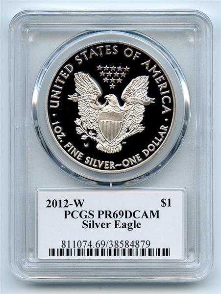2012 W $1 Proof American Silver Eagle 1oz PCGS PR69DCAM Leonard Buckley