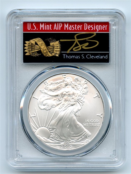 2010 $1 American Silver Eagle Dollar PCGS MS70 Thomas Cleveland Arrows
